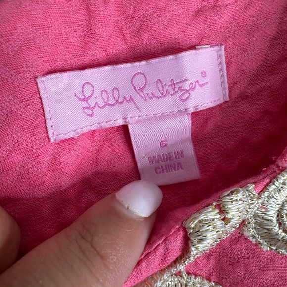 Lilly Pulitzer Pink Adelson Shift Gold Lace - Picture 5 of 9